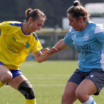 Claire Couzens of Ascot United battles with Shannon Hobson of Woodley United (Andy Wicks)