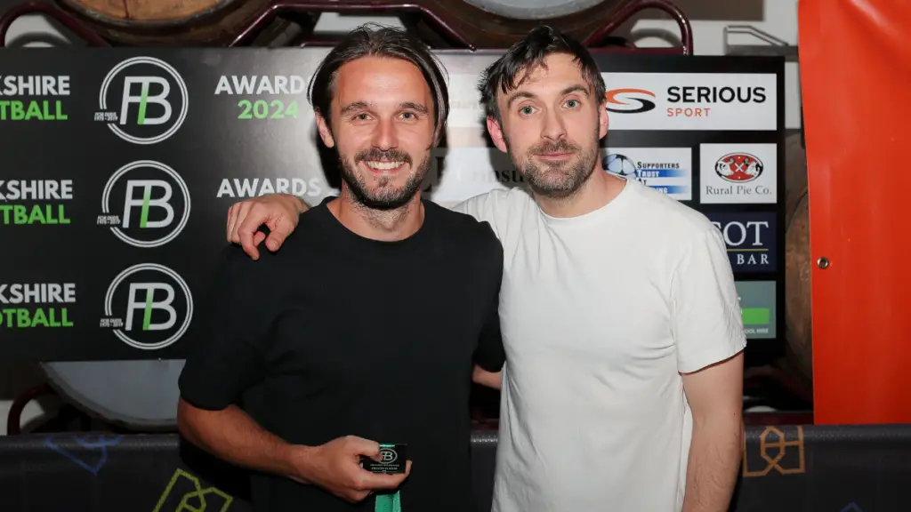 Johnny Goddard at the Berkshire Football Awards with Paul Watson. Photo: Neil Graham.