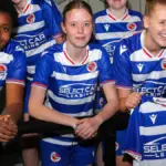 The Reading FC Women squad pose in their newly sponsored kit. Photo: Neil Graham.