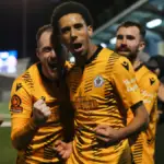 Leon Parillon celebrates with Scott Davies. Photo: George Beck.