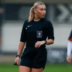 Referee Lola Pollard. Photo: Darren Woolley.