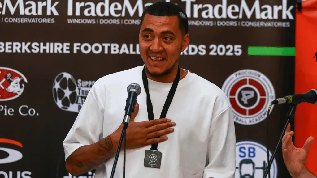 Devonn Reid was named Manager of the Season at the 2025 Berkshire Football Awards. Photo: Darren Woolley.