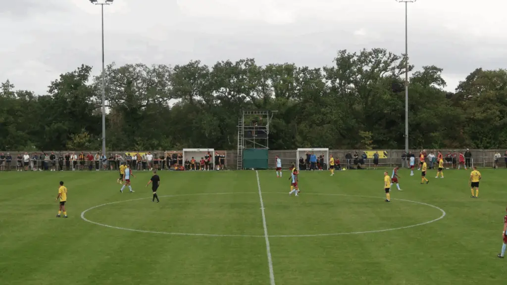 The BBC gantry looks out across Barlow's Park in the Tadley Calleva vs Weymouth. Photo: Dan Walkley.