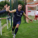 Ben Catt celebrates scoring for Windsor & Eton. Photo: Richard Milam.