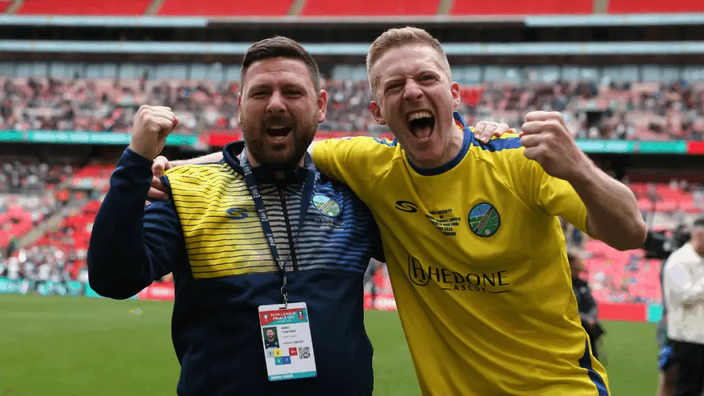 Jamie Tompkins and Dan Bailey at Wembley. Photo: Neil Graham.