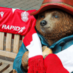 Paddington Bear is backing Newbury Town. Photo: Newbury Town FC.