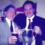 1997: Alan Devonshire with Stan Payne and United’s first first-team trophy since 1970. Payne was the last United manager before him to win a trophy. Photo: Maidenhead Advertiser.