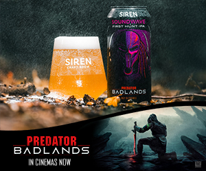 Siren Craft Brew collaboration beer Soundwave: First Hunt ties in the the new Predator: Badlands movie.