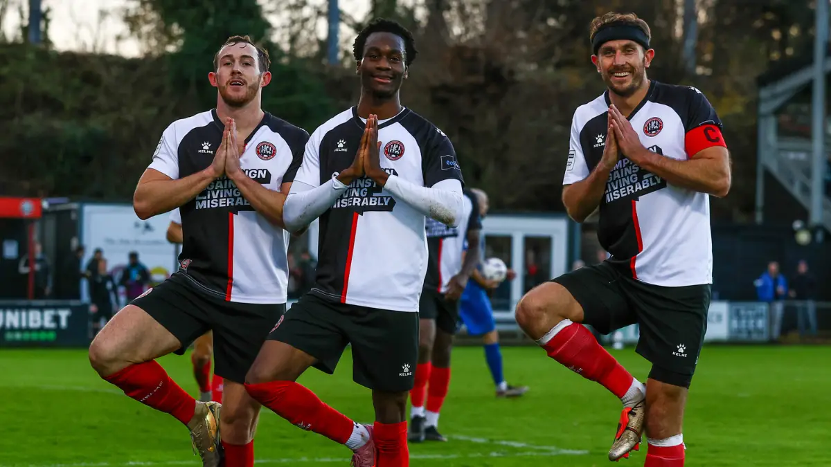 Maidenhead United players celebrate. Photo: Darren Woolley.