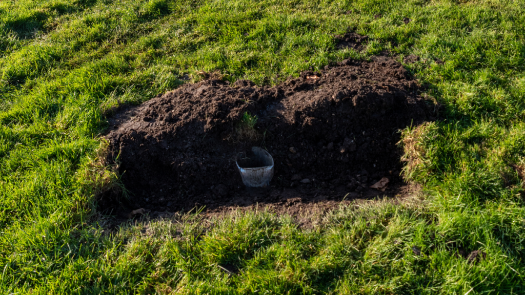 A broken goal post at The Cauldron. Damage caused by vandals at Reading YMCA FC in November. Photo: Brian Baggaley.