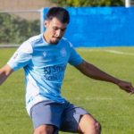 Kasper Hok in action for Woodley United. Photo: Trevor Smith.