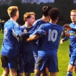 Reading City's players celebrate progress in the FA Vase. Photo: Reading City FC.