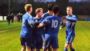 Reading City's players celebrate progress in the FA Vase. Photo: Reading City FC.