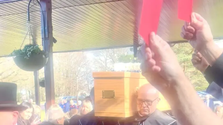 Barry 'The Book' is sent off at Bracknell Crematorium. Photo: Andrew Batt / Wokingham Today.