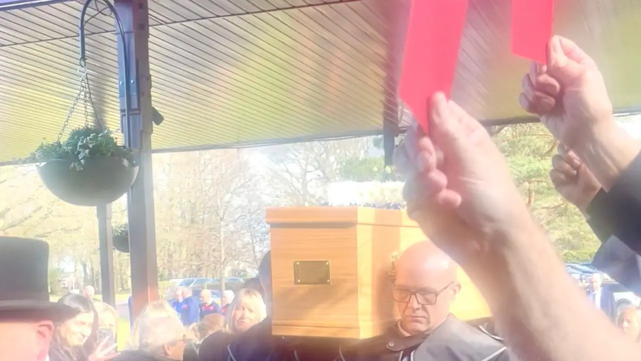 Barry 'The Book' is sent off at Bracknell Crematorium. Photo: Andrew Batt / Wokingham Today.
