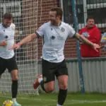 Conor McDonagh wheels away for Hungerford Town. Photo: Jeff Youd.
