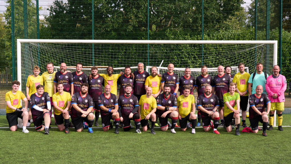 The teams after a charity match between an XLFC Mix XI and Childbase Partnerships. Photo: Peter Slacks.