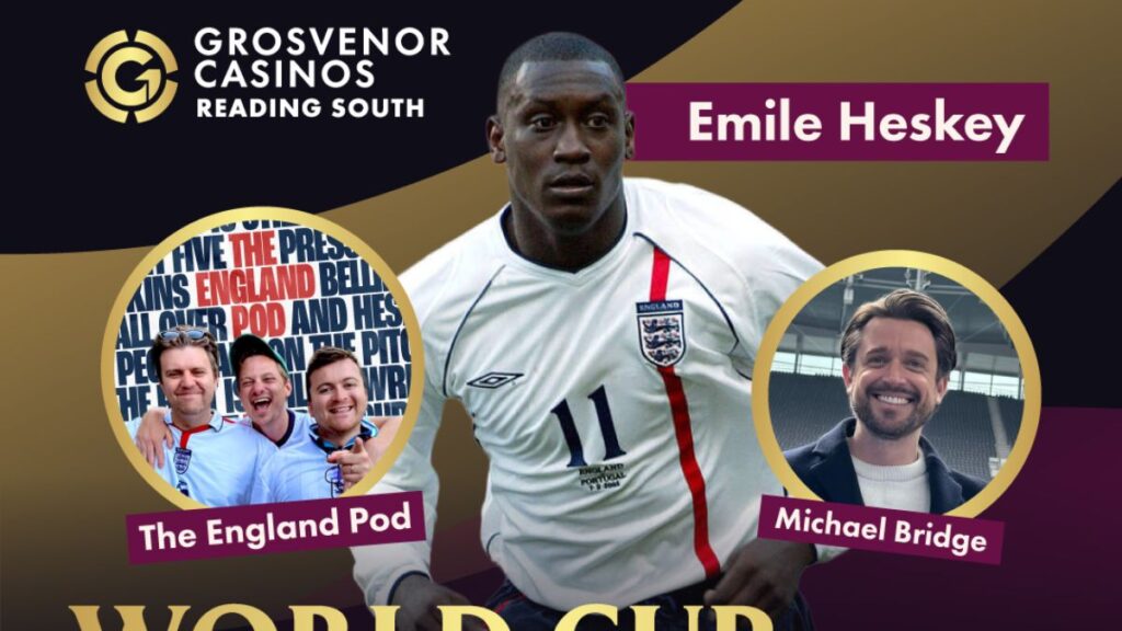 Ex-England international Emile Heskey is appearing in Reading on Friday as part of a World Cup warm up event.