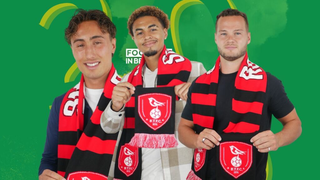 Bracknell Town's new signings, left to right: Bailey Lamb, Armani Church and Max Hemmings. Photo: Bracknell Town FC.