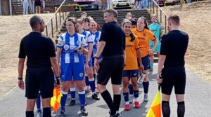 Ashridge Park and Slough Town head out to Cantley Park for kick-off in the Adobe Women's FA Cup. Photo: Dave Read.