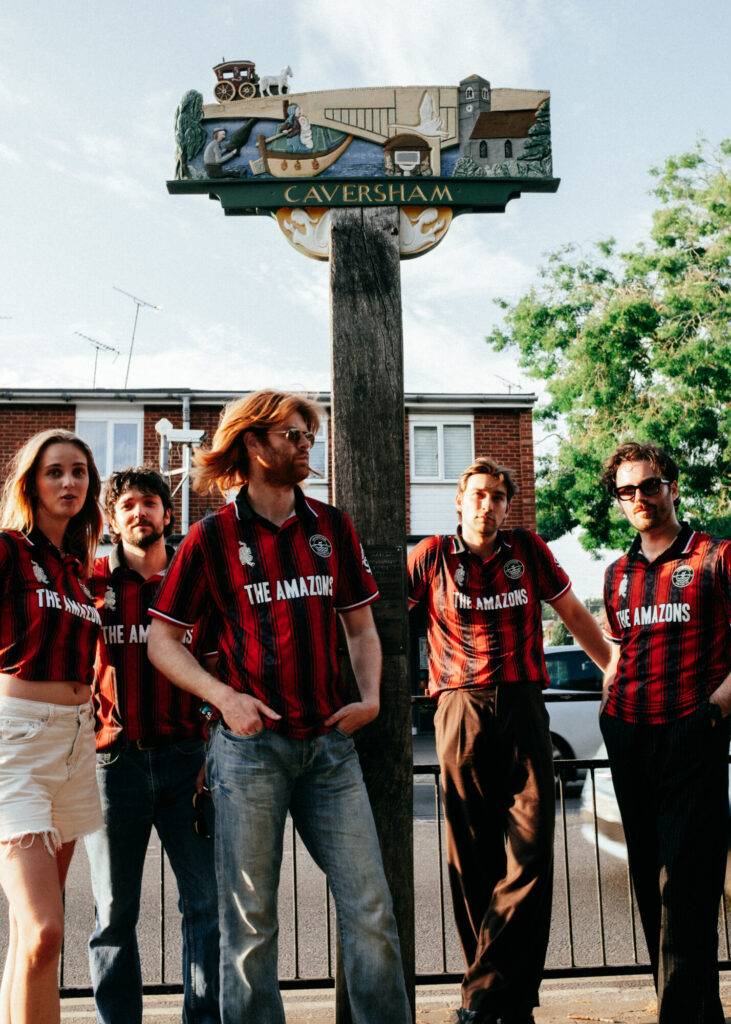 The Amazons model the new Caversham United shirt they helped design. Photo: Jessica Greaves (@jesstookthese)