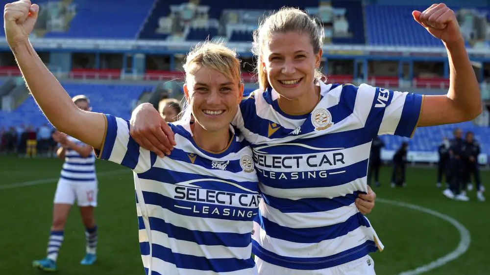 Gemma Evans and Justine Vanhaevermaet of Reading FC Women Photo: Neil Graham