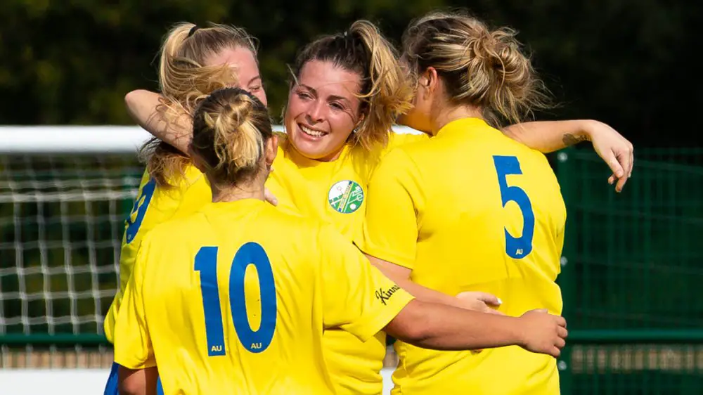 Ascot United Ladies celebrate on the Women's FA Cup. Photo: Richard Claypole.