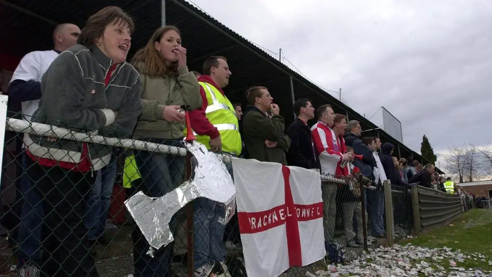 Bracknell Town supporters at the FA Cup tie with Barnet.