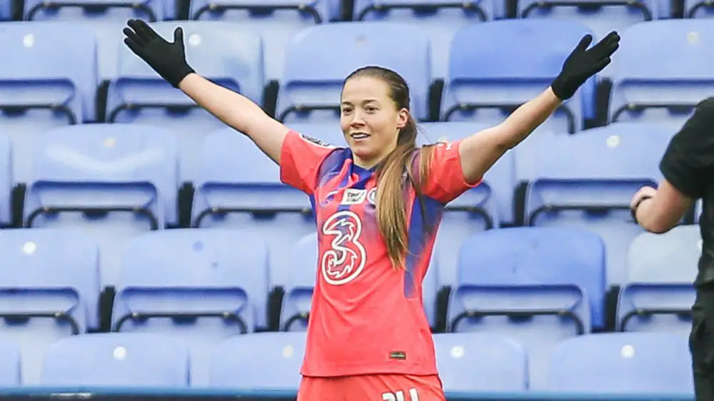 Chelsea Women's star Fran Kirby celebrates against Reading FC Women.