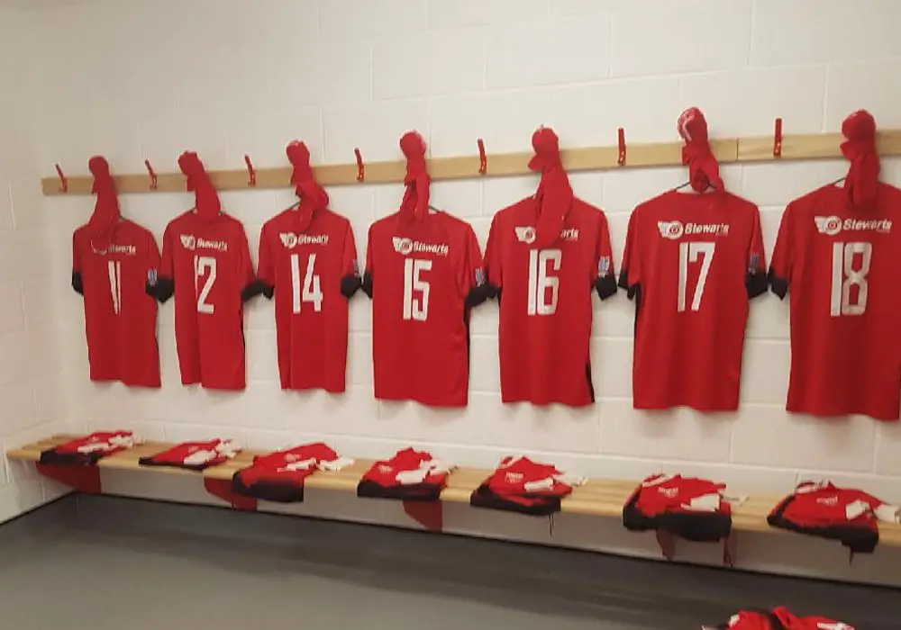 Inside Binfield's new changing room facility.