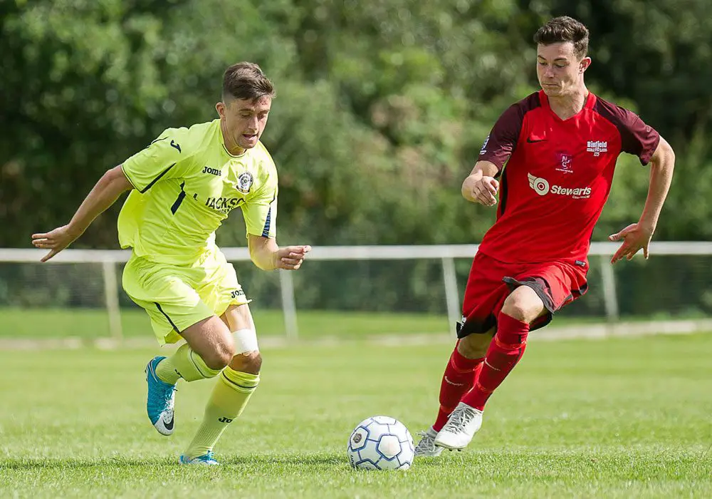 Luke Hayden in action for Binfield against Horndean in the FA Cup. Photo: Colin Byers.