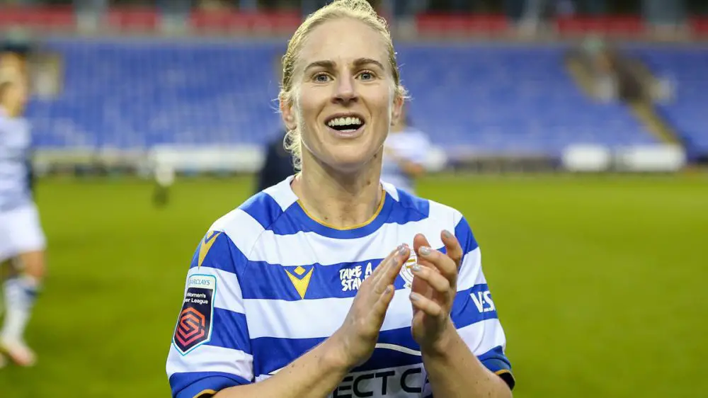 Natasha Dowie after scoring for Reading FC Women. Photo: Neil Graham / ngsportsphotography.com