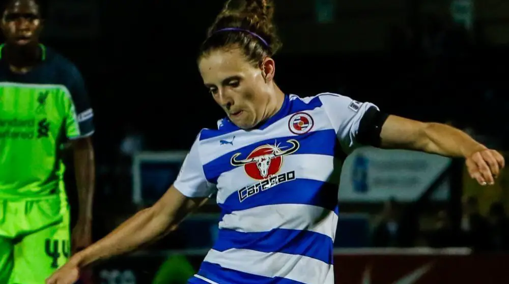 Reading FC Women's Lauren Bruton takes a penalty. Photo: Neil Graham.