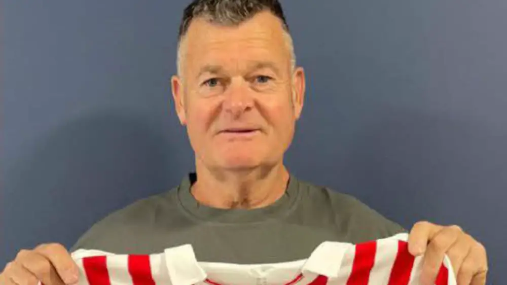 Mick Woodham is unveiled by Langley FC. Photo supplied by club.