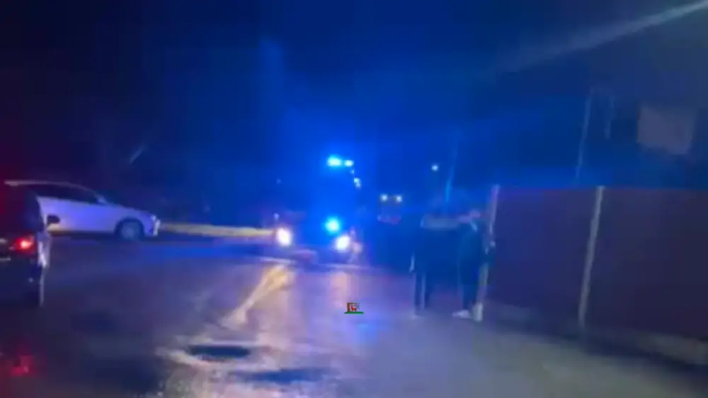 Screengrab of emergency services arriving at Thatcham Town FC. Video by Owen Armstrong.